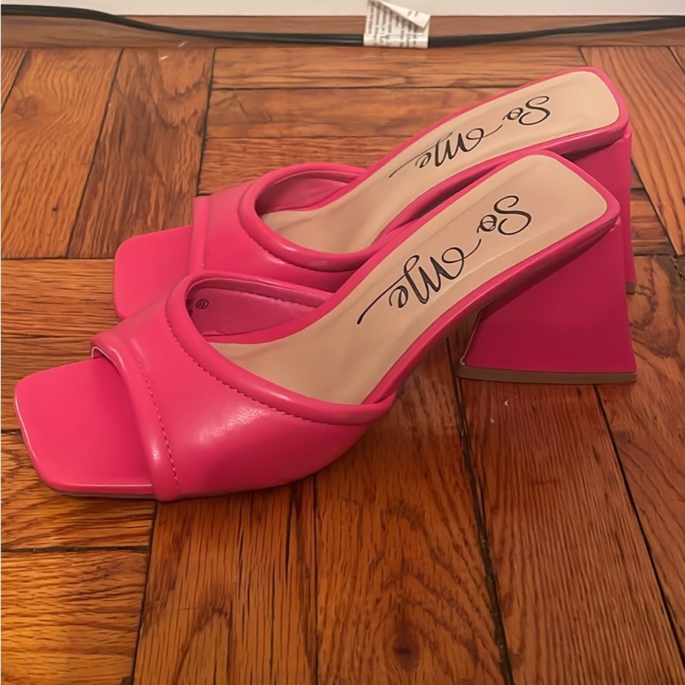 Hot Pink Block Heel Sandals